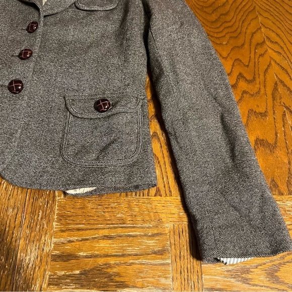 Banana Republic Women's Wool Blend Cropped Blazer in Brown Tweed Sz 4 Outlander - Picture 8 of 16